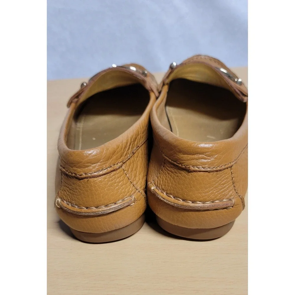 Tan Leather Coach Loafers With Brown Enamel CC Buckle Trim Size 6
